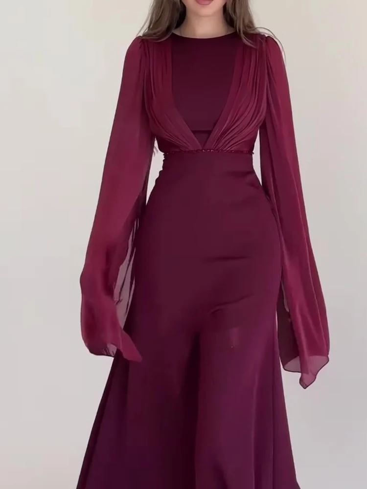 Lady Elegant High Waist Chiffon Long Dress Fashion Color Blocked Flare Long Sleeve Party Dress Sexy O-neck Lace Up Evening Dress
Lady Elegant High Waist Chiffon Long Dress Fashion Color Blocked Flare Long Sleeve Party Dress Sexy O-neck Lace Up Evening Dress