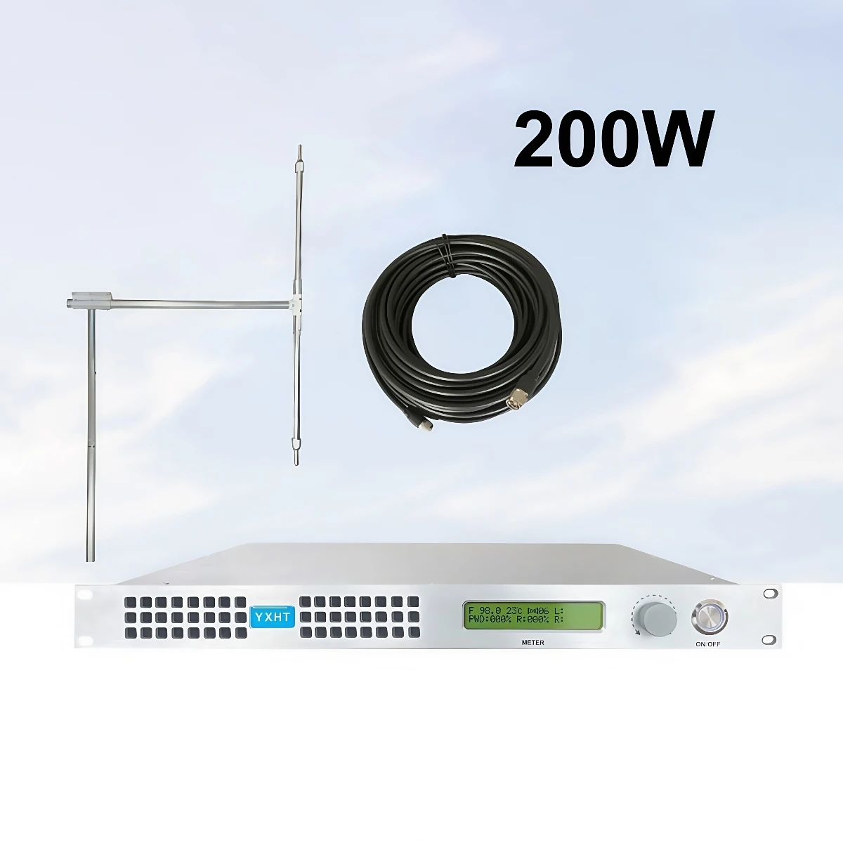 200W wireless FM transmission radio transmitter, with antenna and cable, for use in school, church, and radio station
200W wireless FM transmission radio transmitter, with antenna and cable, for use in school, church, and radio station