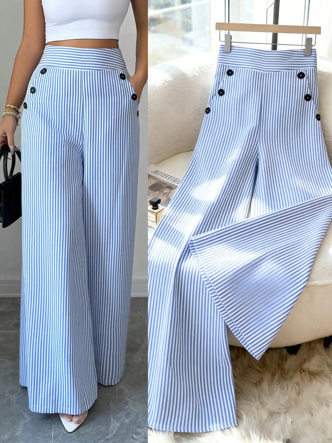 Stylish Striped Wide-Leg Trousers | Comfortable High-Waist Pants for Office & Casual 13 Sb5703c2ccf8f4fc1b992ec3e09c02f57Q