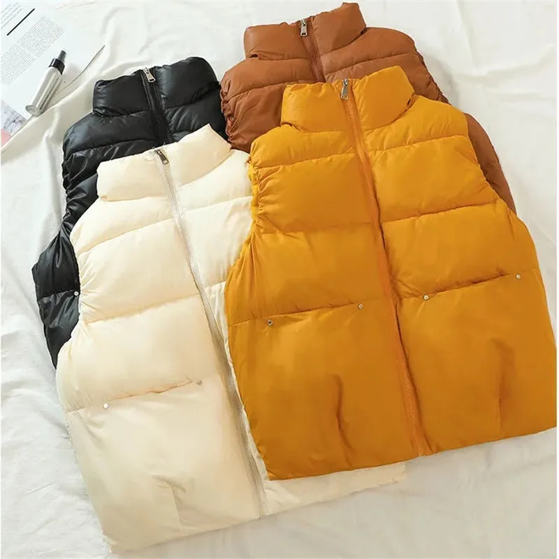 Women Vest Cotton Clothes Coat Fall/Winter Pop Solid Color Stand Collar Sleeveless Zipper Pocket Simple Fashion Commuter Top 395
Women Vest Cotton Clothes Coat Fall/Winter Pop Solid Color Stand Collar Sleeveless Zipper Pocket Simple Fashion Commuter Top 395