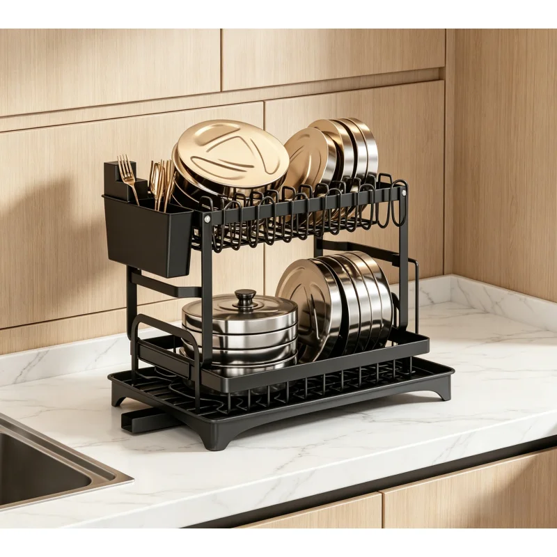 Double-Layer Metal Dish Drying Rack, Large Capacity Drainage Kitchen Storage Holder, Lockable Tableware Organizer for Bowls
Double-Layer Metal Dish Drying Rack, Large Capacity Drainage Kitchen Storage Holder, Lockable Tableware Organizer for Bowls