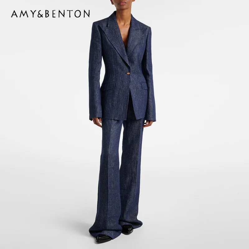 European American Fashion One-button Slimming Women's Suit Jacket 2026 New Fashion Trousers Temperament Two-piece Sets Ladies
European American Fashion One-button Slimming Women's Suit Jacket 2026 New Fashion Trousers Temperament Two-piece Sets Ladies