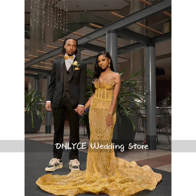 Luxury Crystals Lace Sequin Mermaid Prom Dress Black Girl See Through Evening Party Gown Aso Ebi Sexy robes de soirée Customized
Luxury Crystals Lace Sequin Mermaid Prom Dress Black Girl See Through Evening Party Gown Aso Ebi Sexy robes de soirée Customized