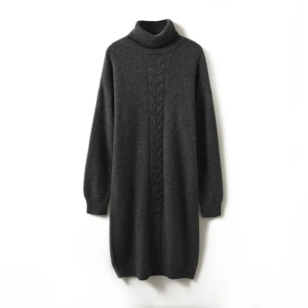 Women's Thickened High Lapel Long Sweater Dress 100% Wool Knitted Autumn Winter Warm Base Straight Loose Fit
Women's Thickened High Lapel Long Sweater Dress 100% Wool Knitted Autumn Winter Warm Base Straight Loose Fit