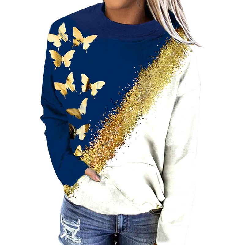 Vintage Women Golden Butterfly Printed Sweatshirts Spring Fall Fashion O-neck Long Sleeve With Pocket Office Lady Pullover Top
Vintage Women Golden Butterfly Printed Sweatshirts Spring Fall Fashion O-neck Long Sleeve With Pocket Office Lady Pullover Top