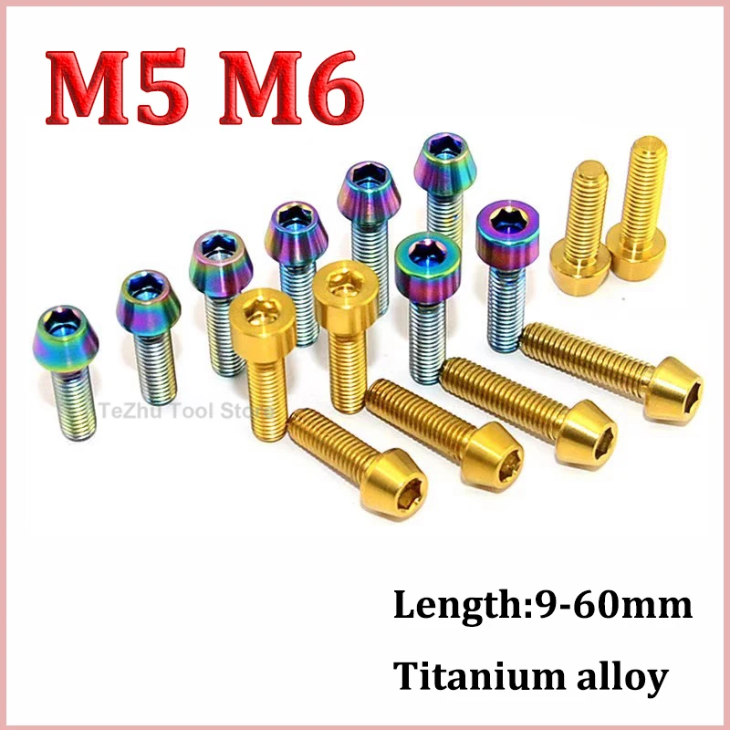 1Pc Titanium Bolt M5 M6 x 9 10 15 16 18 20 25 30 35 40 45 50 55 60mm Allen Key Taper Head Bolt Screw For Bicycle Stem Seatpost
1Pc Titanium Bolt M5 M6 x 9 10 15 16 18 20 25 30 35 40 45 50 55 60mm Allen Key Taper Head Bolt Screw For Bicycle Stem Seatpost