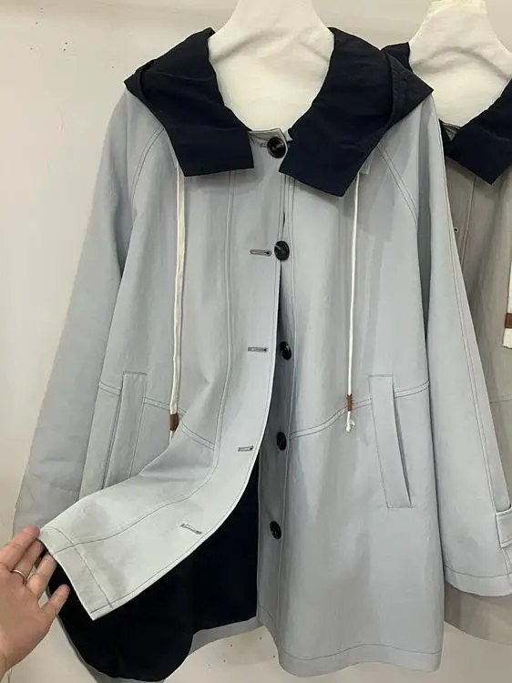 Spring 2026 Women's Casual Hooded Patchwork Shape Loose Fit Long Coat Korean Style Polyester Fabric Non-Iron Processing
Spring 2026 Women's Casual Hooded Patchwork Shape Loose Fit Long Coat Korean Style Polyester Fabric Non-Iron Processing