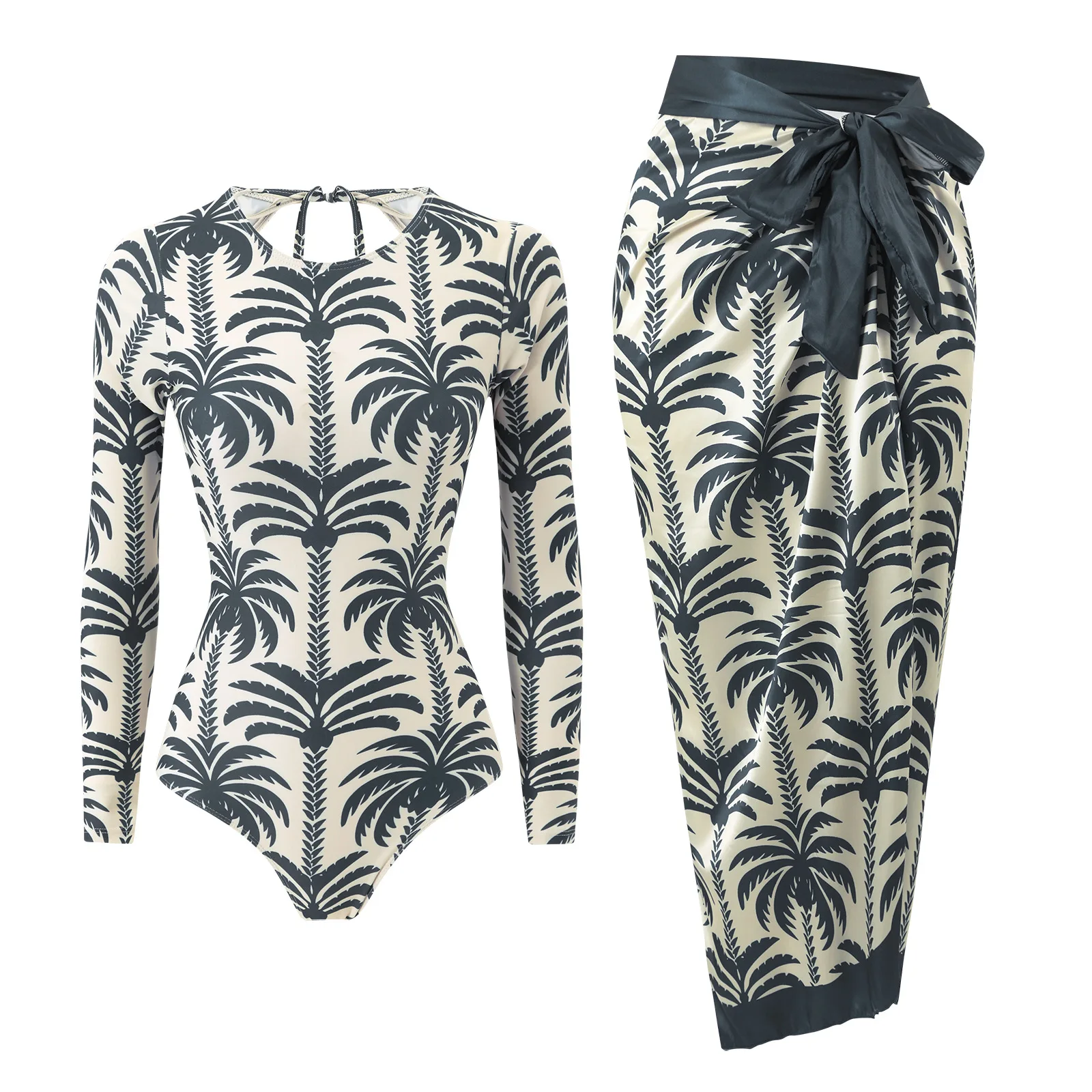 Conservative Coconut Print Bikini Long Sleeve Sun Protection Beach Suit New Swimsuit for Women
Conservative Coconut Print Bikini Long Sleeve Sun Protection Beach Suit New Swimsuit for Women