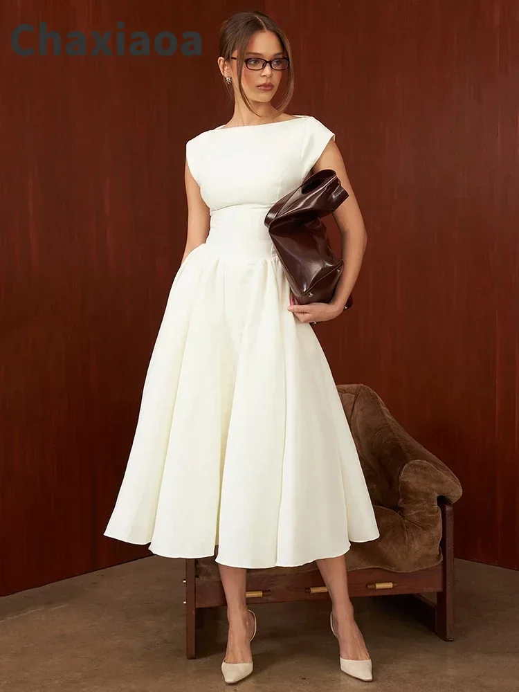 Chaxiaoa White Backless A-line Sexy Maxi Dress for Women Gown Solid Hollow Out Sleeveless High Waist Club Pleated Dress Elegant
Chaxiaoa White Backless A-line Sexy Maxi Dress for Women Gown Solid Hollow Out Sleeveless High Waist Club Pleated Dress Elegant