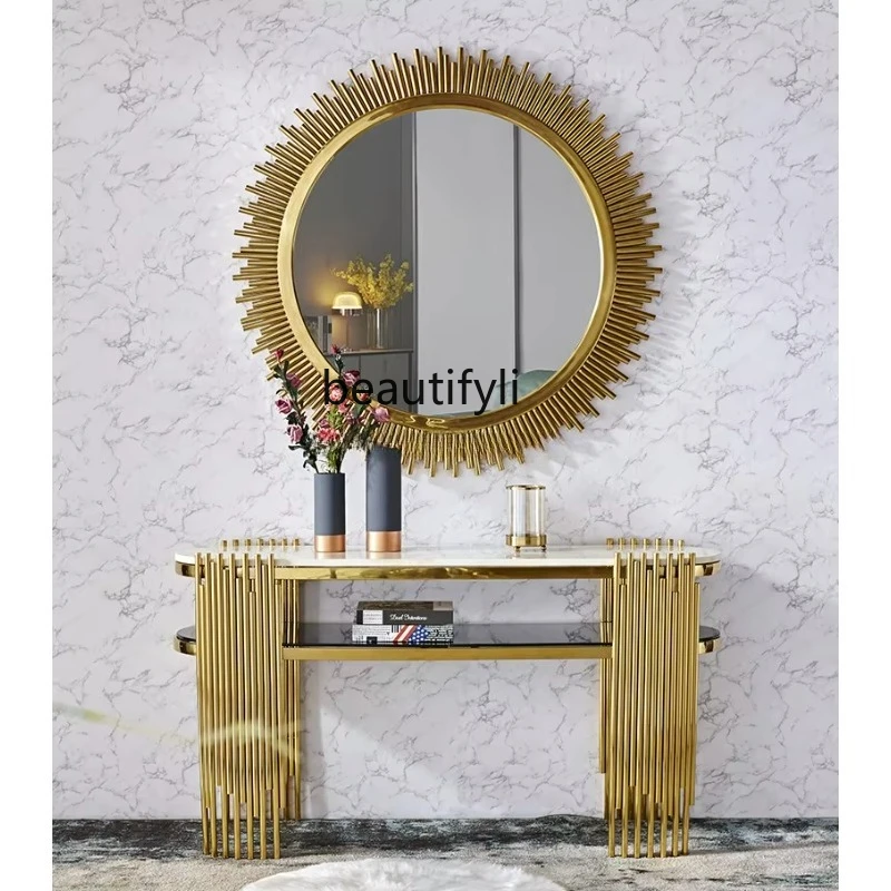Modern living room furniture set, corridor console, gold stainless steel entrance table, marble console table
Modern living room furniture set, corridor console, gold stainless steel entrance table, marble console table