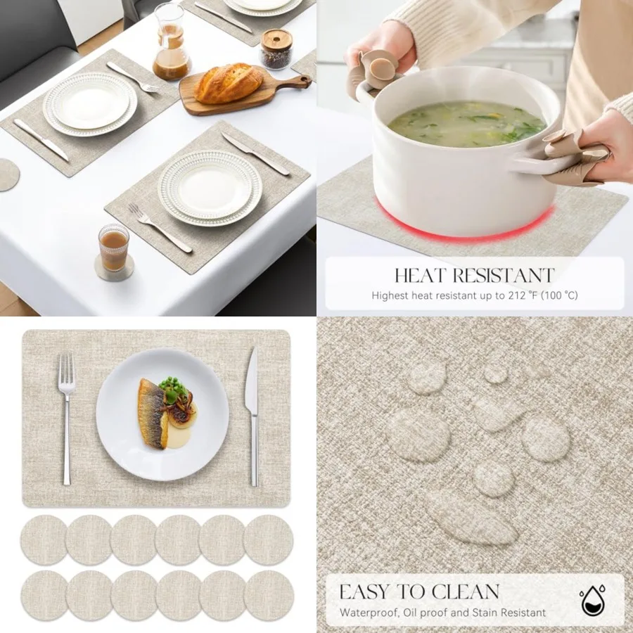Faux Leather Placemats Set of, Heat Resistant Vinyl Place Mats with Coasters, Wipeable Washable 100 Waterproof Oil Proof Table
Faux Leather Placemats Set of, Heat Resistant Vinyl Place Mats with Coasters, Wipeable Washable 100 Waterproof Oil Proof Table