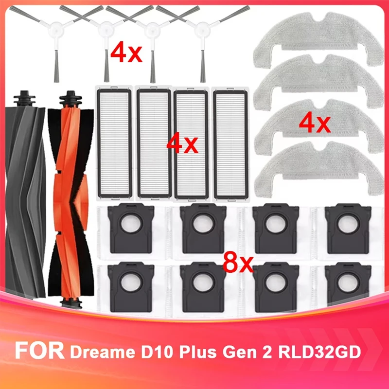 For Dreame D10 Plus Gen 2 RLD32GD Robot Vacuum Spare Parts Consumables Main Side Brush Hepa Filter Mop Cloth Accessories-AT36
For Dreame D10 Plus Gen 2 RLD32GD Robot Vacuum Spare Parts Consumables Main Side Brush Hepa Filter Mop Cloth Accessories-AT36