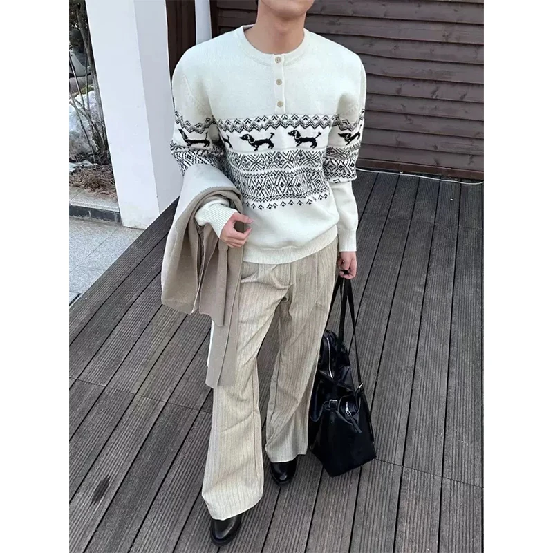 Loose Lazy Knitted Sweater Henry Collar Fair Isle Sausage Dog Winter Mens Womens Faion Casual Warm Soft Long Sve Top
Loose Lazy Knitted Sweater Henry Collar Fair Isle Sausage Dog Winter Mens Womens Faion Casual Warm Soft Long Sve Top