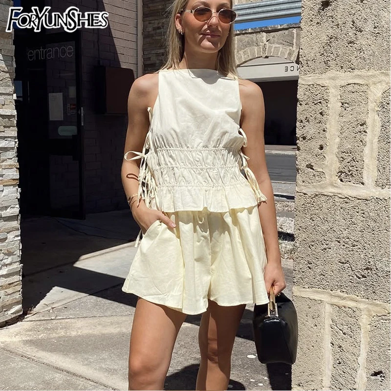 Elegant Yellow Cotton 2 Piece Sets Woman Outfits Fashion O-Neck Sleeveless Lace-Up Drawstring Blouse+High Waist Pockets Shorts
Elegant Yellow Cotton 2 Piece Sets Woman Outfits Fashion O-Neck Sleeveless Lace-Up Drawstring Blouse+High Waist Pockets Shorts