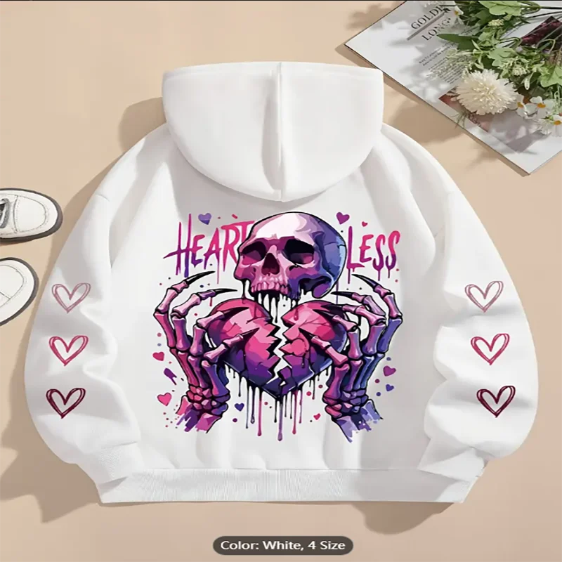 Толстовка с черепом и сердечками, толстовка с капюшоном из полиэстера и шнурком, всесезонный пуловер с мультяшным узором, повседневная одежда
Толстовка с черепом и сердечками, толстовка с капюшоном из полиэстера и шнурком, всесезонный пуловер с мультяшным узором, повседневная одежда