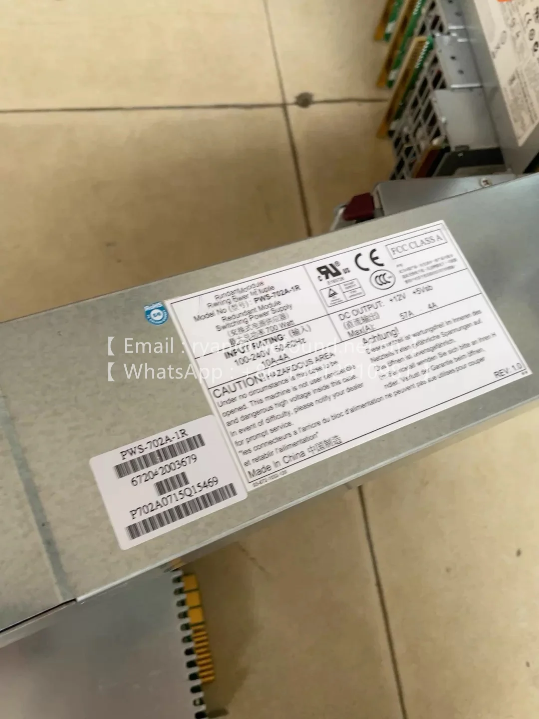 PWS-702A-1R for Supermicro 700W 1U Redundant Power Supply
PWS-702A-1R for Supermicro 700W 1U Redundant Power Supply