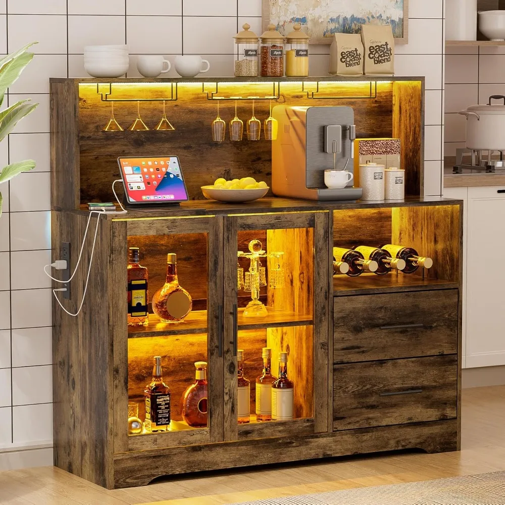 Wine Bar Cabinet with RGB Light, Liquor Cabinet with Wine Rack and Glass Holder, Coffee Bar Cabinets with USB Power, Customized
Wine Bar Cabinet with RGB Light, Liquor Cabinet with Wine Rack and Glass Holder, Coffee Bar Cabinets with USB Power, Customized