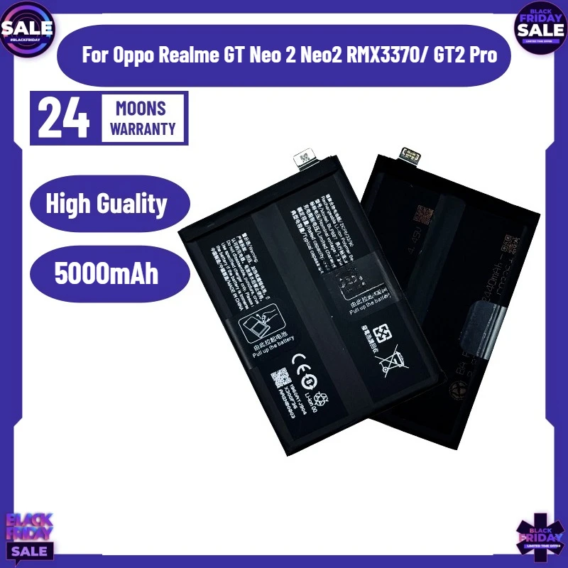 New 5000mAh BLP887 Battery For Oppo Realme GT Neo 2 Neo2 RMX3370/ GT2 Pro RMX3301 RMX3300 Mobile Phone Battery
New 5000mAh BLP887 Battery For Oppo Realme GT Neo 2 Neo2 RMX3370/ GT2 Pro RMX3301 RMX3300 Mobile Phone Battery