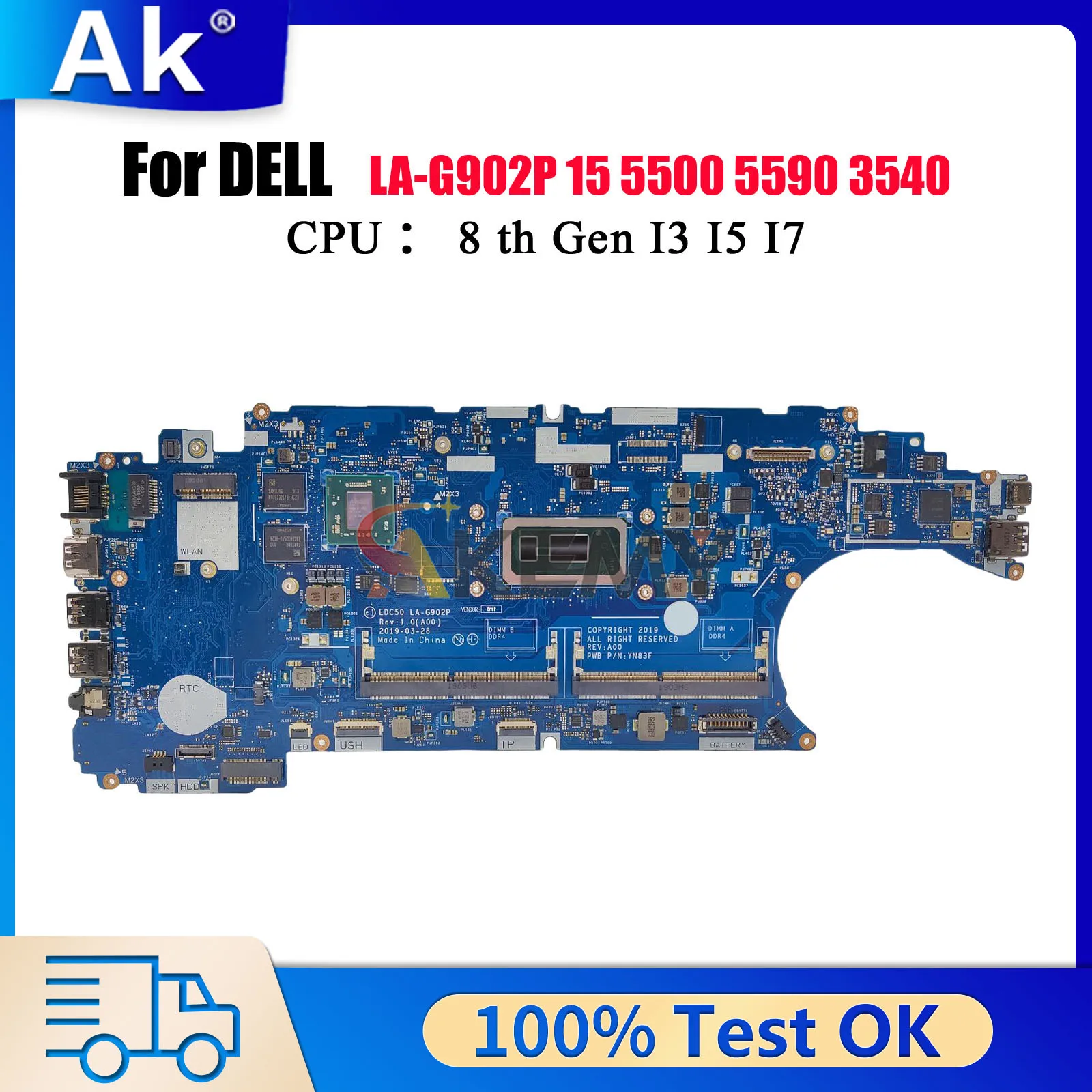 Материнская плата LA-G902P для Dell Latitude 5500 3540 с DDR4 CN-JCXDY 08K4FK 0VM2Y4 06YY9J, 100% полностью протестирована
Материнская плата LA-G902P для Dell Latitude 5500 3540 с DDR4 CN-JCXDY 08K4FK 0VM2Y4 06YY9J, 100% полностью протестирована