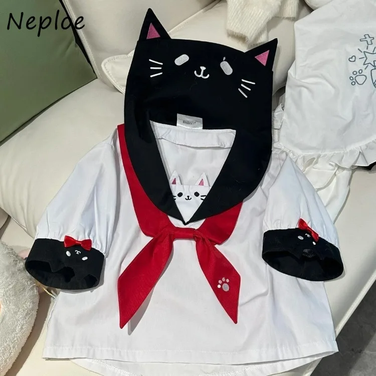 Neploe Cute Embroidery Cat Sailor Collar Tops 2025 Summer New Coat Women Y2k Short Sleeve Bow Slim Fit Sweatshirts Mujer
Neploe Cute Embroidery Cat Sailor Collar Tops 2025 Summer New Coat Women Y2k Short Sleeve Bow Slim Fit Sweatshirts Mujer