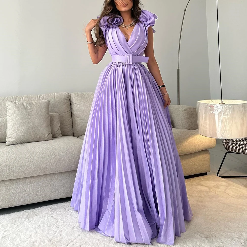Customized Classic V-Neck Satin Belt Flowers Evening Dress Temperament Sleeveless Pleats Satin Photo Color Vestido De Noche
Customized Classic V-Neck Satin Belt Flowers Evening Dress Temperament Sleeveless Pleats Satin Photo Color Vestido De Noche
