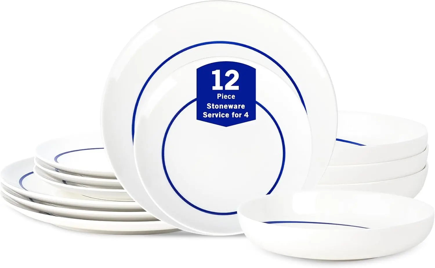 Luna 12-Piece Porcelain Dinnerware Set, Plates and Bowls Set, Dish Set for 4, Blue
Luna 12-Piece Porcelain Dinnerware Set, Plates and Bowls Set, Dish Set for 4, Blue