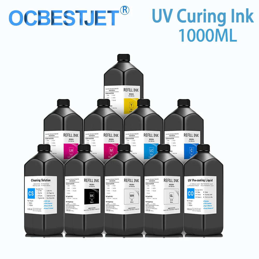 1000ML UV Curing Ink For Epson XP600 TX800 XP-600 TX-800 Printhead L800 L805 L1800 R290 R300 1390 1400 1430 DX7 DX10 UV Printer
1000ML UV Curing Ink For Epson XP600 TX800 XP-600 TX-800 Printhead L800 L805 L1800 R290 R300 1390 1400 1430 DX7 DX10 UV Printer