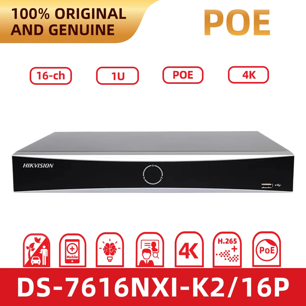 Original Hikvision 16 Channel POE NVR DS-7616NXI-K2/16P AcuSense 4K Output 2SATA Up to 16TB HDD Security Recorder
Original Hikvision 16 Channel POE NVR DS-7616NXI-K2/16P AcuSense 4K Output 2SATA Up to 16TB HDD Security Recorder