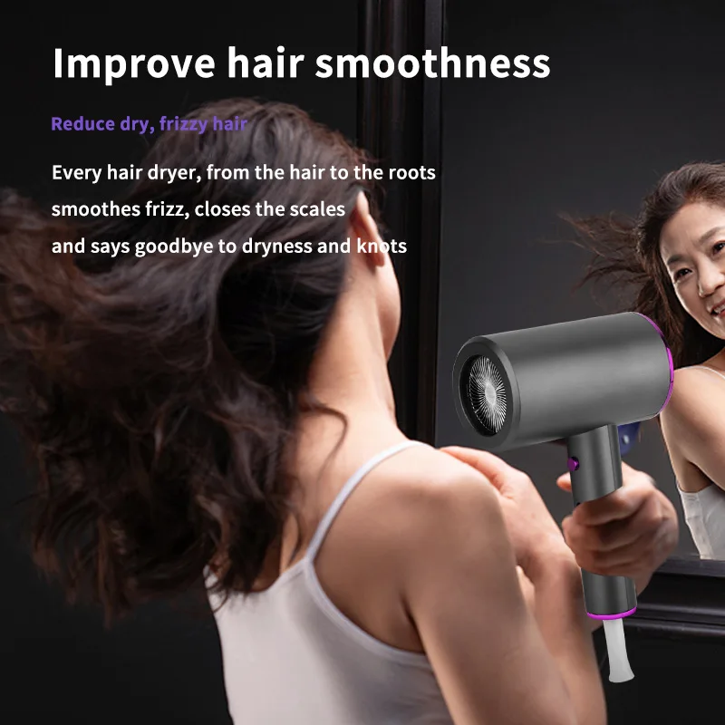 Household high-power intelligent negative ion portable hair dryer temperature control hair care multi-gear adjustment hair dryer
Household high-power intelligent negative ion portable hair dryer temperature control hair care multi-gear adjustment hair dryer