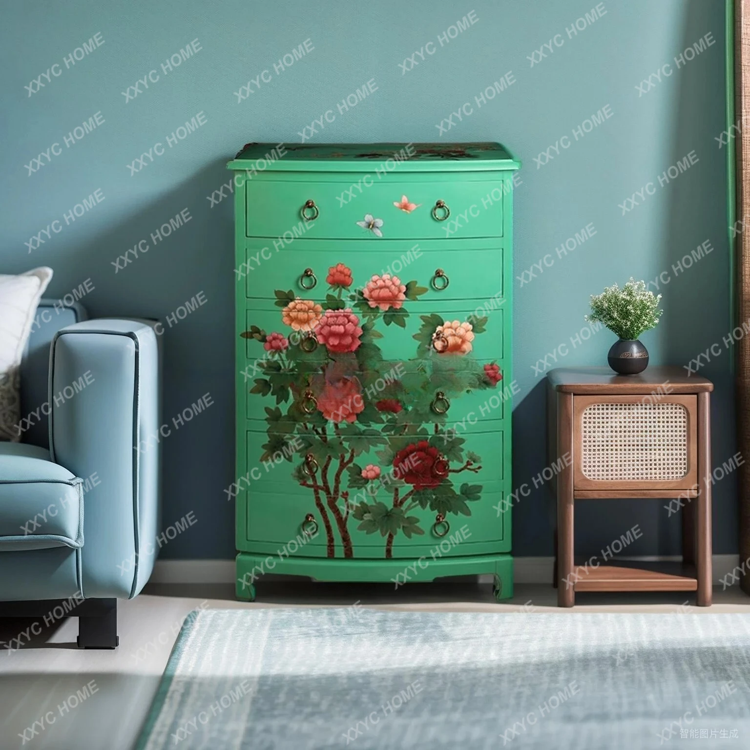 AANew Chinese-style painted small fresh peony flower and bird chest storage
AANew Chinese-style painted small fresh peony flower and bird chest storage