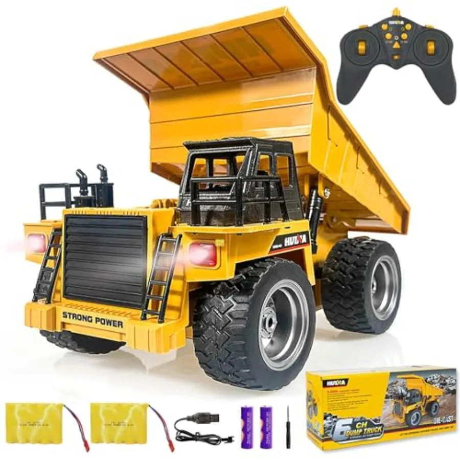 2.4G RC 6 Channel Remote Control Construction Dump Truck Toy 1:18 Alloy Metal Vehicle with 2 Rechargeable Batteries for Boys Bi
2.4G RC 6 Channel Remote Control Construction Dump Truck Toy 1:18 Alloy Metal Vehicle with 2 Rechargeable Batteries for Boys Bi