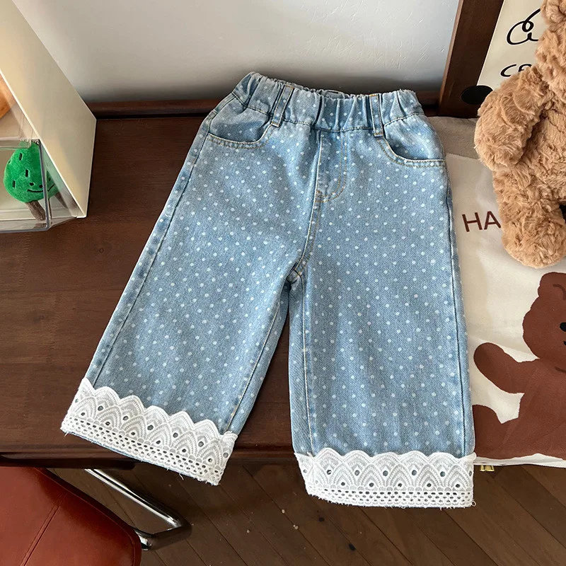 Children's Clothing 2025 Spring Girls' Jeans Children's Lace Straight Tube Wave Point Casual Pants
Children's Clothing 2025 Spring Girls' Jeans Children's Lace Straight Tube Wave Point Casual Pants