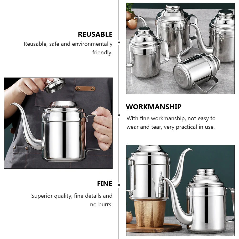 Kitchen Storage Container Stainless Steel Oil Pot for Oil Vinegar Soy Sauce Seasoning Dispenser Household Cooking Supplies
Kitchen Storage Container Stainless Steel Oil Pot for Oil Vinegar Soy Sauce Seasoning Dispenser Household Cooking Supplies