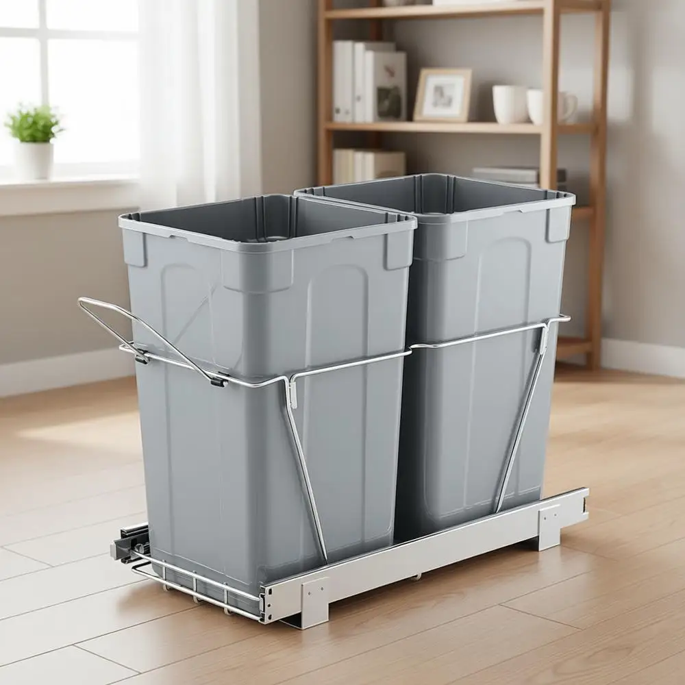 Двойная мусорная корзина для раковины, 27 кварт. Вместительный контейнер для раздельного сбора мусора, подстольный, с прочной металлической направляющей, серый
Двойная мусорная корзина для раковины, 27 кварт. Вместительный контейнер для раздельного сбора мусора, подстольный, с прочной металлической направляющей, серый