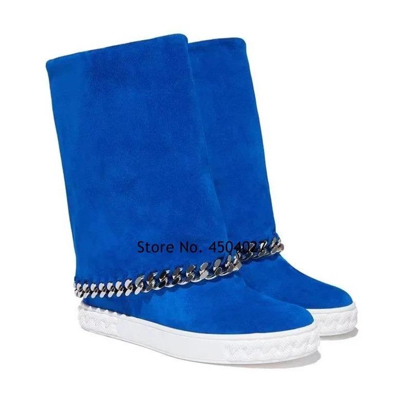 New In Blue Wedge Women's Shoes Ankle Boots Chain Flat Height Increased 8cm Round Toe Woman Boots
New In Blue Wedge Women's Shoes Ankle Boots Chain Flat Height Increased 8cm Round Toe Woman Boots