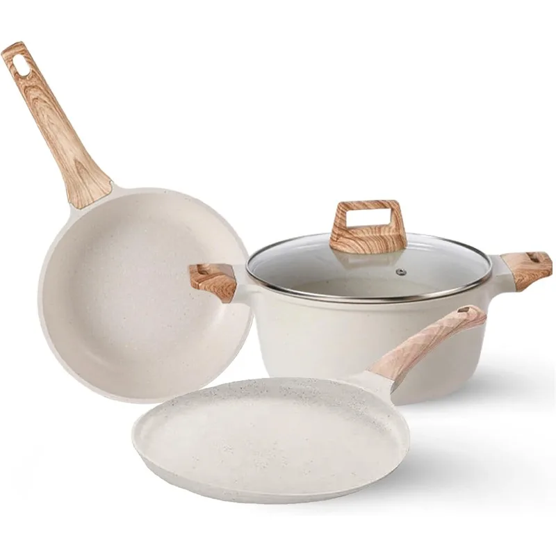 Pots and Pans Set, White Nonstick Induction Cookware Sets with Stay-Cool Handles, Kitchen Pan Sets for Cooking
Pots and Pans Set, White Nonstick Induction Cookware Sets with Stay-Cool Handles, Kitchen Pan Sets for Cooking