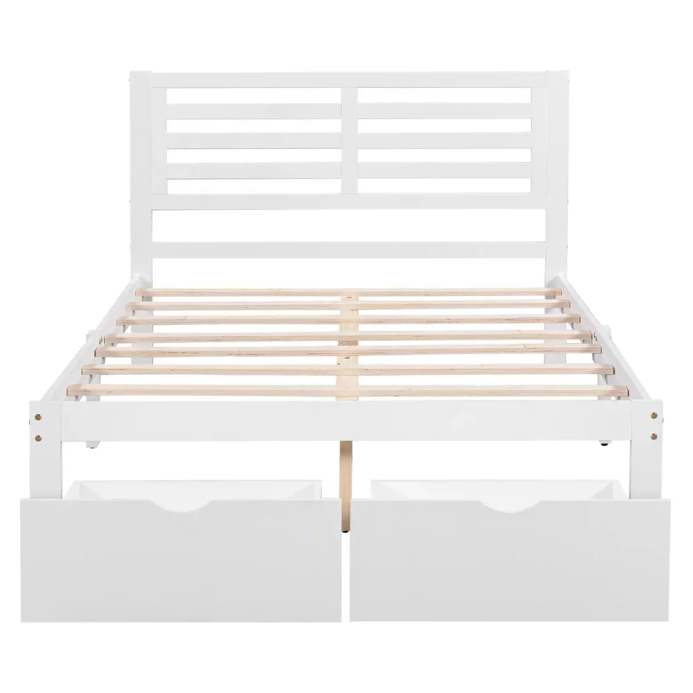 Modern Full Bed with Storage, Full Size Bed Frame, Heavy Duty Wood Platform Beds with Headboard and 2 Under-bed Drawers
Modern Full Bed with Storage, Full Size Bed Frame, Heavy Duty Wood Platform Beds with Headboard and 2 Under-bed Drawers
