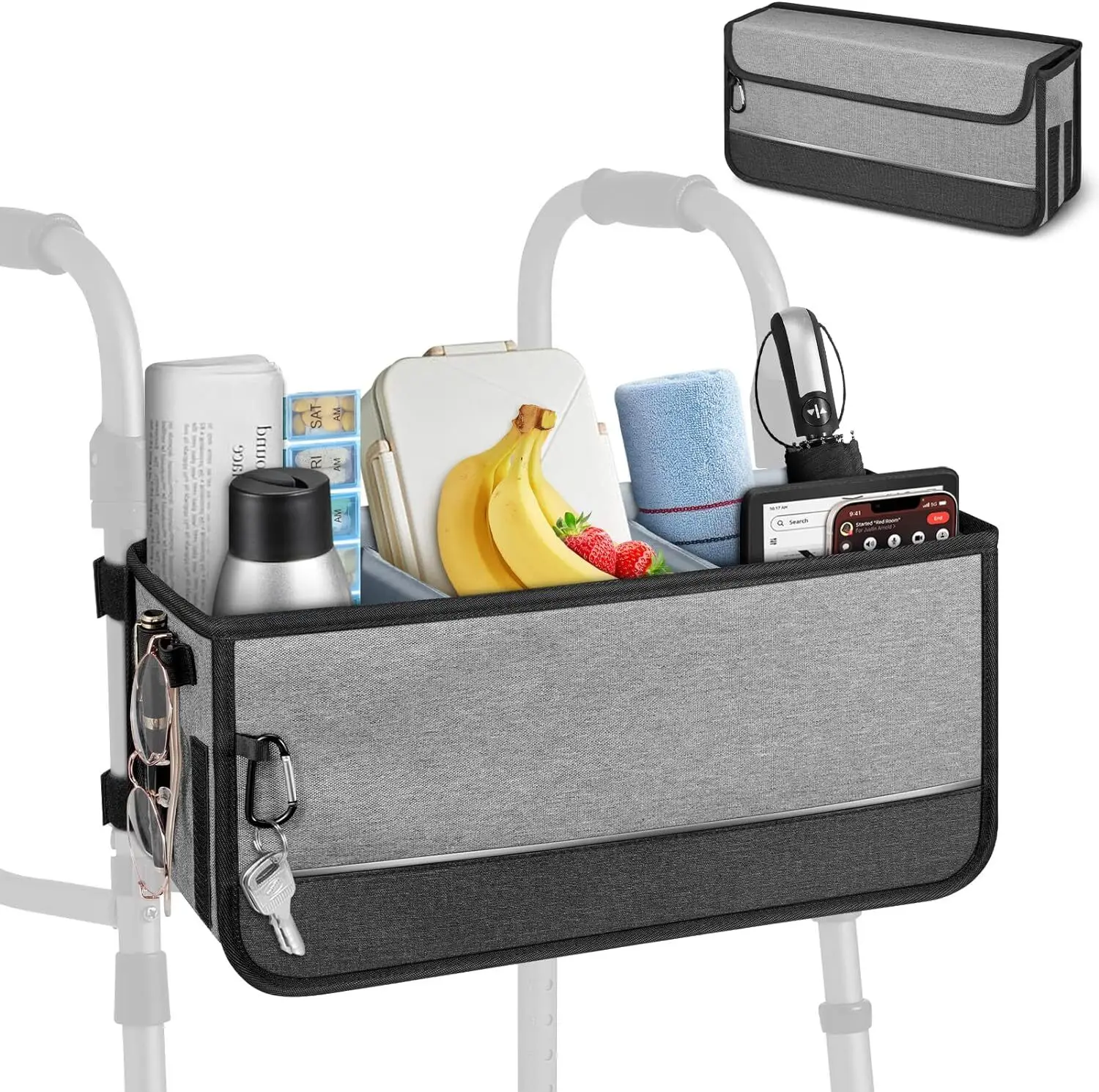 Large Capacity Foldable Walker Basket Storage Bag for Folding Walkers Lightweight Portable Mobility Aid Accessory with Hook
Large Capacity Foldable Walker Basket Storage Bag for Folding Walkers Lightweight Portable Mobility Aid Accessory with Hook