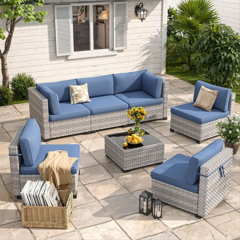 Modular Patio Furniture Set Outdoor Wicker Sectional Sofa with Thick 4 Cushions, DualStrand PE Rattan, RustResistant 18 mm Stee
Modular Patio Furniture Set Outdoor Wicker Sectional Sofa with Thick 4 Cushions, DualStrand PE Rattan, RustResistant 18 mm Stee