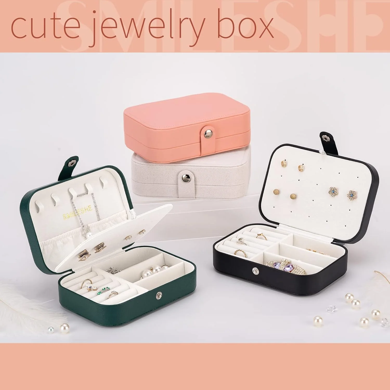 Travel Jewelry Case PU Leather Double Layer Portable Organizer for Women,Rings Earrings Necklace Storage with Zipper Closure
Travel Jewelry Case PU Leather Double Layer Portable Organizer for Women,Rings Earrings Necklace Storage with Zipper Closure