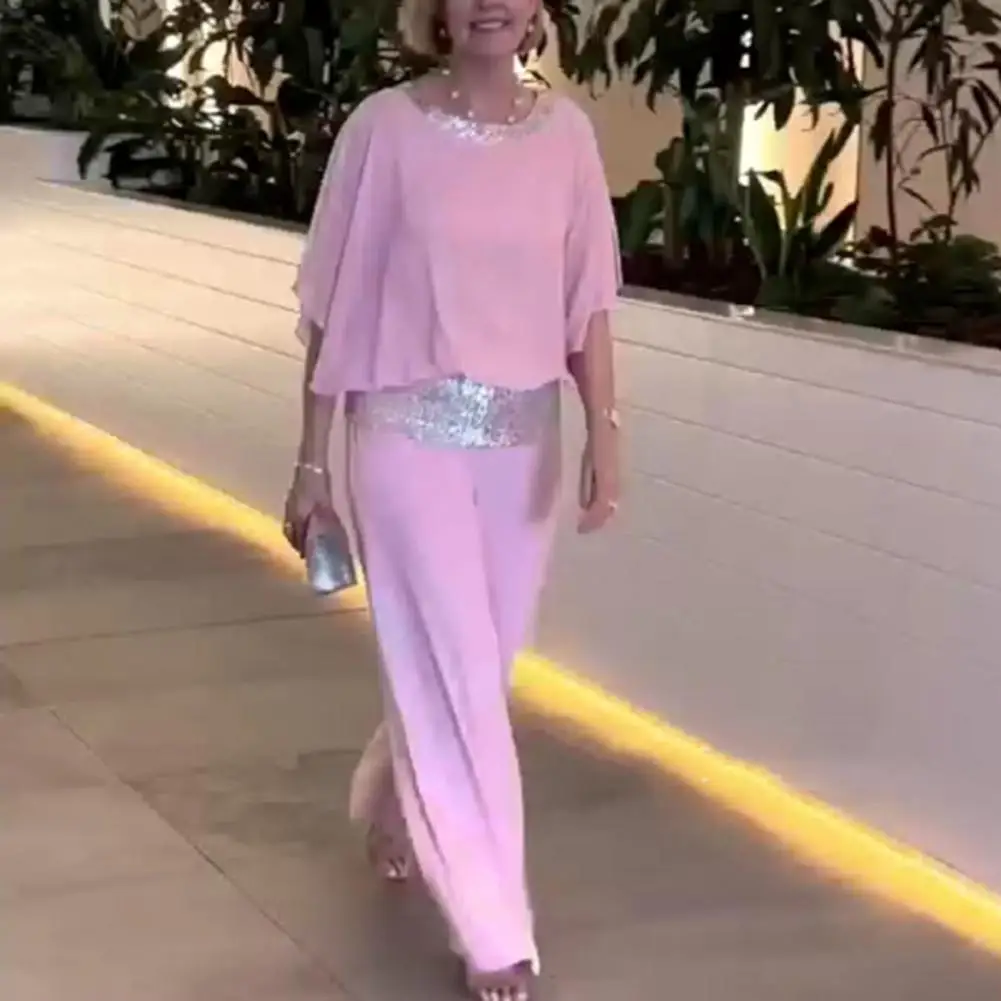 Women Casual Outfit Glitter Patchwork Chiffon Outfit Set Women's Casual O-neck Batwing Sleeve Tops Wide Leg Pants Suit 2pcs/set
Women Casual Outfit Glitter Patchwork Chiffon Outfit Set Women's Casual O-neck Batwing Sleeve Tops Wide Leg Pants Suit 2pcs/set