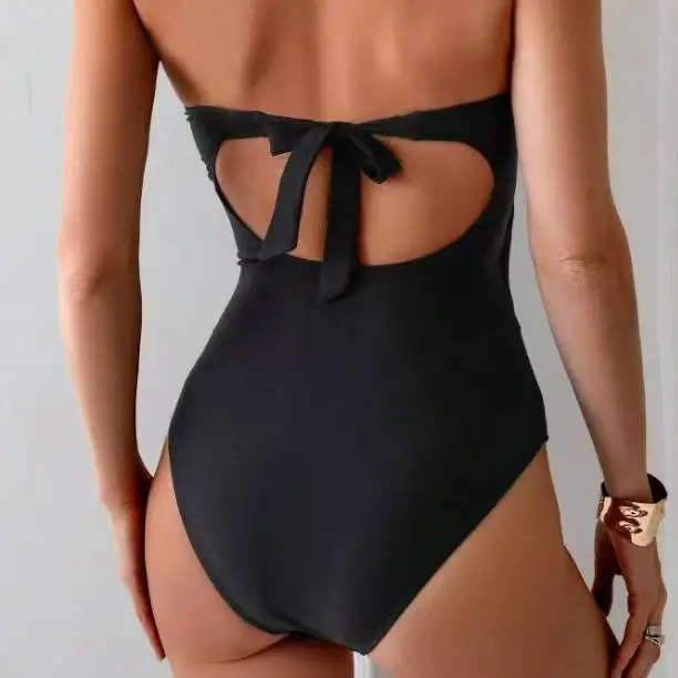 Sexy One-Piece Swimsuit Metal Pure Color Women's Bikini Hollow out Cross-Border Swimwear High Waist Seven/Nine Pants Length
Sexy One-Piece Swimsuit Metal Pure Color Women's Bikini Hollow out Cross-Border Swimwear High Waist Seven/Nine Pants Length