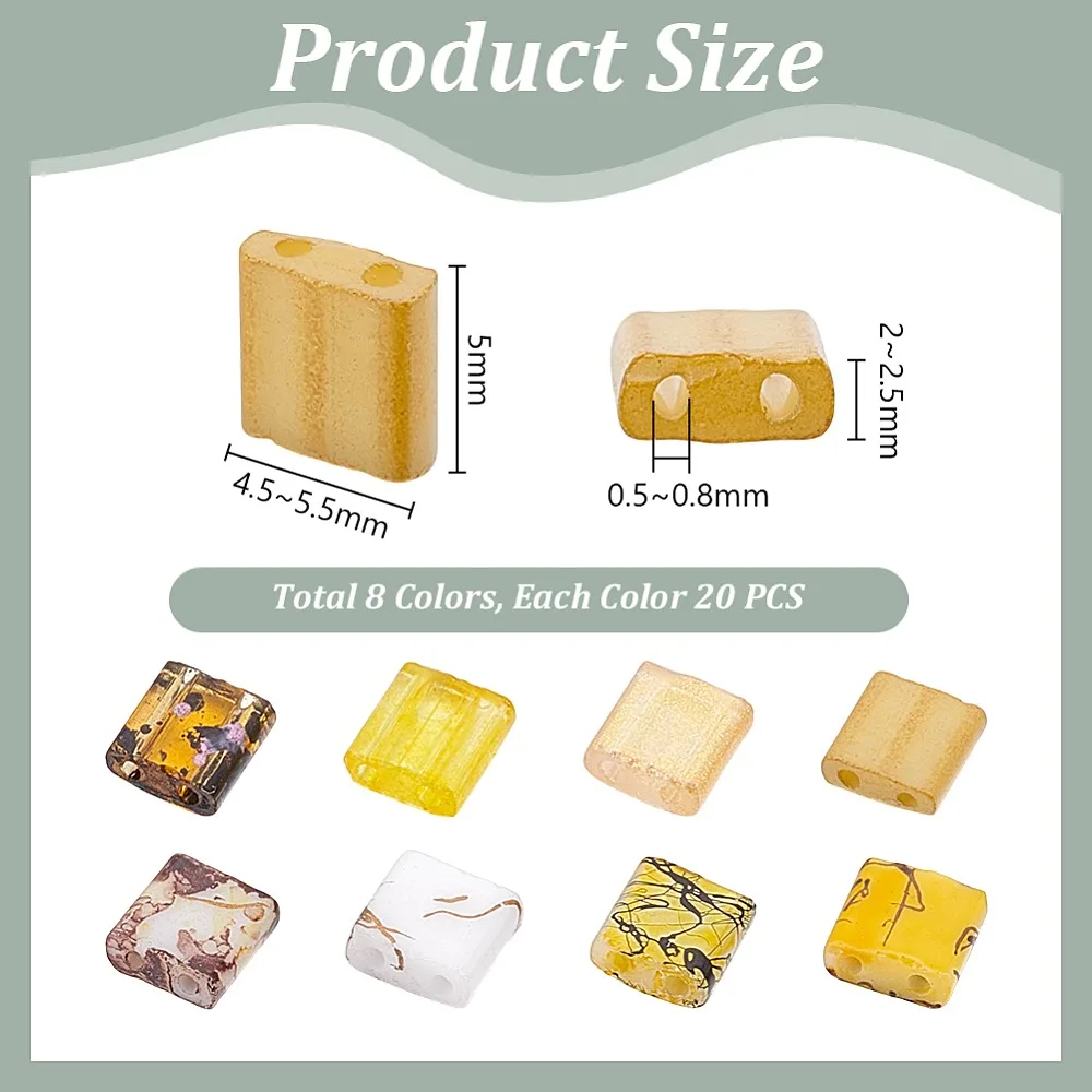 160Pcs 8 Colors 2-Hole Glass Seed Beads Style Rectangle Mixed Color 5x4.5~5.5x2~2.5mm Hole: 0.5~0.8mm 20pcs/color
160Pcs 8 Colors 2-Hole Glass Seed Beads Style Rectangle Mixed Color 5x4.5~5.5x2~2.5mm Hole: 0.5~0.8mm 20pcs/color