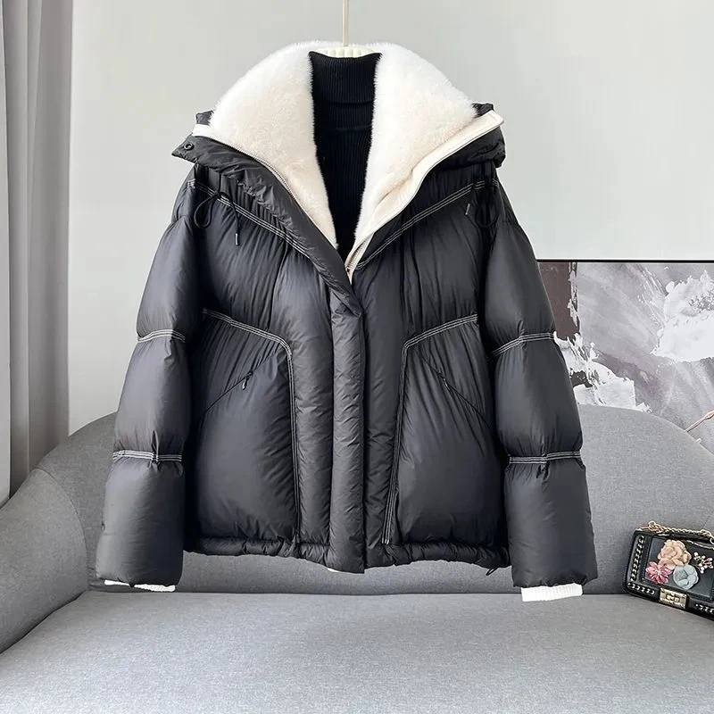 2024 Winter Women Coats Large Woolen Collar Thick Warm Hooded Down Cotton Jacket Outerwear Winter Jacket Streetwear New Female
2024 Winter Women Coats Large Woolen Collar Thick Warm Hooded Down Cotton Jacket Outerwear Winter Jacket Streetwear New Female