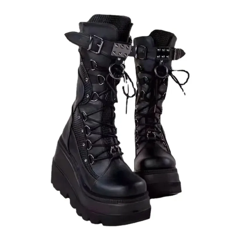 Brand New Ladies Goth Platform Boots Fashion Rivet Buckle Punk Wedges High Heels women's Boots Party Street Cosplay Woman Shoes
Brand New Ladies Goth Platform Boots Fashion Rivet Buckle Punk Wedges High Heels women's Boots Party Street Cosplay Woman Shoes