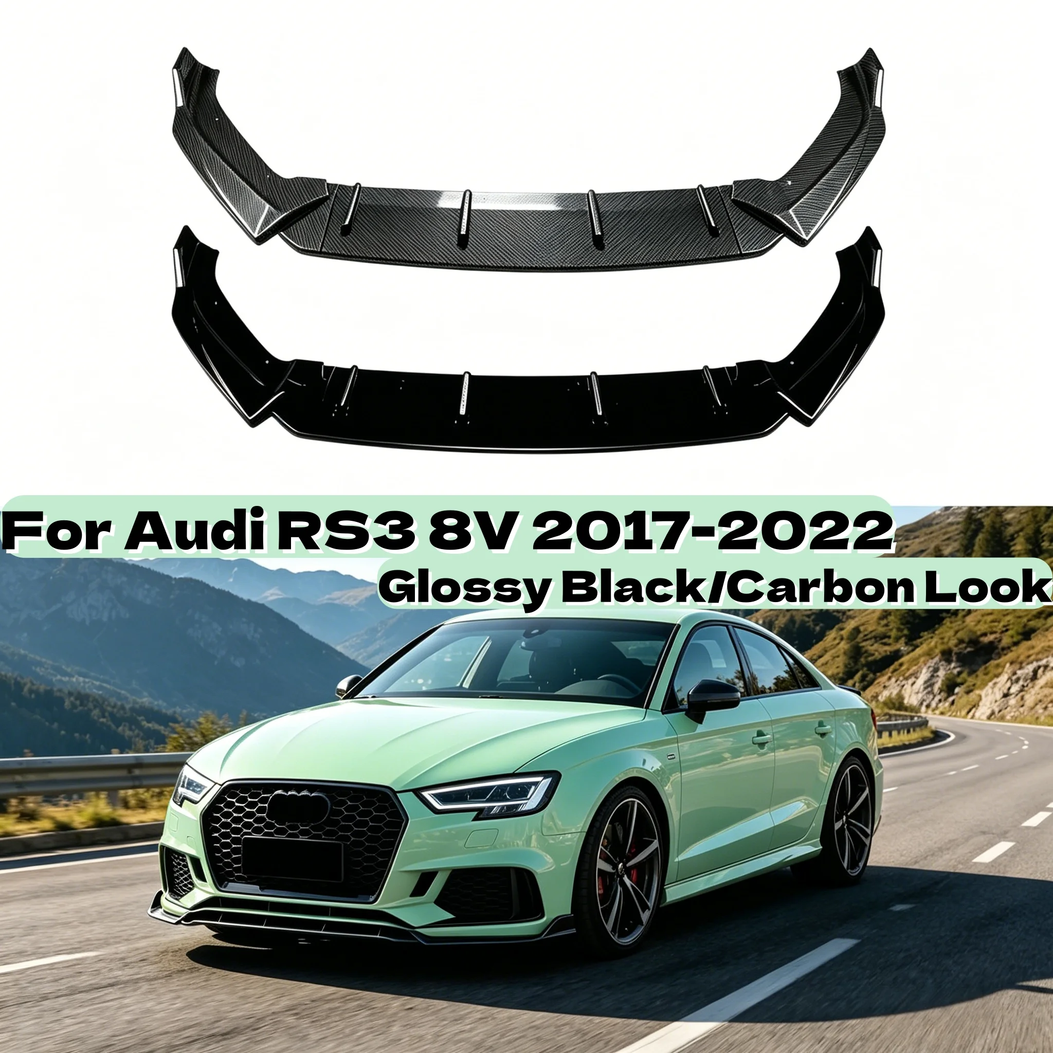 For Audi RS3 8V 2017-2022 Carbon Fiber Look/Glossy Black Front Bumper Spoiler Lip Lower Splitter Blade Protector Plate Body Kit
For Audi RS3 8V 2017-2022 Carbon Fiber Look/Glossy Black Front Bumper Spoiler Lip Lower Splitter Blade Protector Plate Body Kit