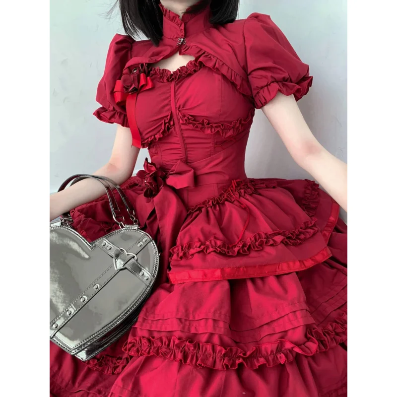 Red Sweet Lolita Princess Dress Kawaii Palace Style Lace Bow Fairy Cosplay Gothic Party Mini Dresses Lolita Jsk Outfit
Red Sweet Lolita Princess Dress Kawaii Palace Style Lace Bow Fairy Cosplay Gothic Party Mini Dresses Lolita Jsk Outfit