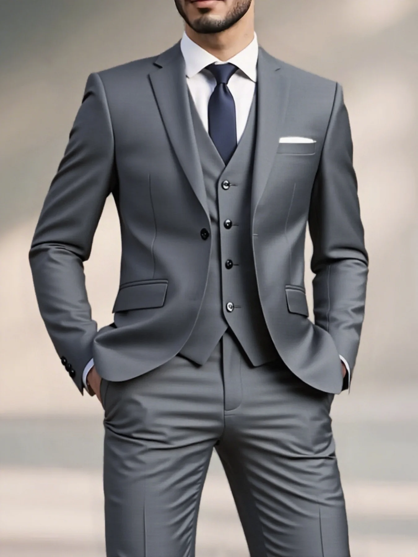 Men's Versatile 3-Piece Suit Single Breasted Solid Slim Fit Blazer Elegant Office Party Wedding Set
Men's Versatile 3-Piece Suit Single Breasted Solid Slim Fit Blazer Elegant Office Party Wedding Set