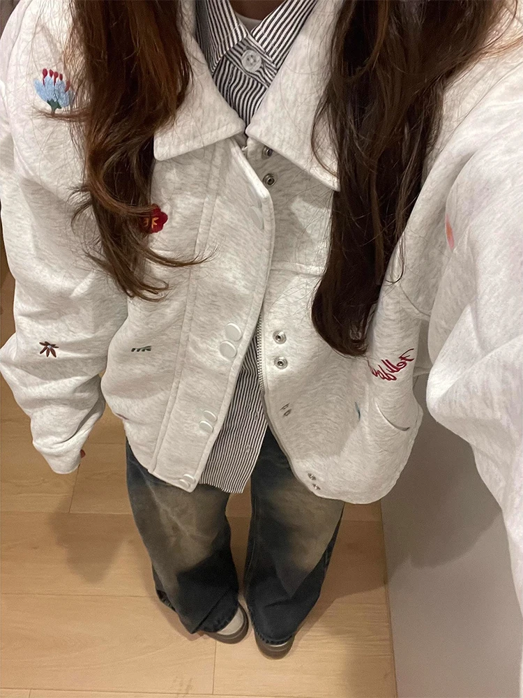 Men's Retro Sle Embroidered Fce Lined Open Cardigan Jaet Collared Outerwear Casual All-Match Vintage Couples Coat
Men's Retro Sle Embroidered Fce Lined Open Cardigan Jaet Collared Outerwear Casual All-Match Vintage Couples Coat