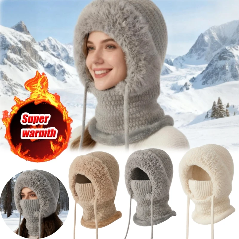 Women All in One Fleece Knit Hat with Face Cover and Scarf Winter Windproof Thermal Beanie for Outdoor Riding Snowboard
Women All in One Fleece Knit Hat with Face Cover and Scarf Winter Windproof Thermal Beanie for Outdoor Riding Snowboard